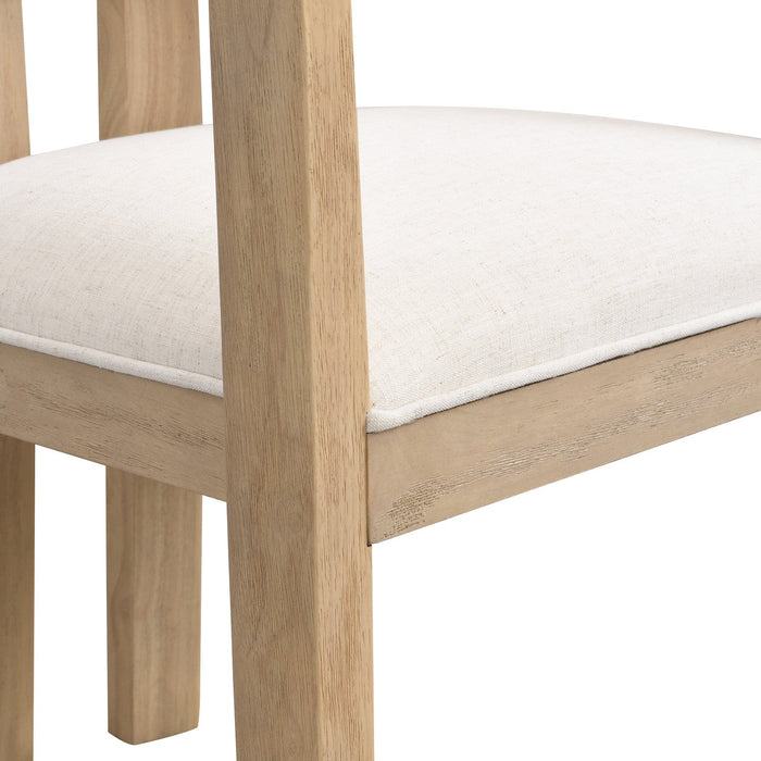 James Armrest Dining Chair Set Of 2 With Rubberwood Frame - Beige 