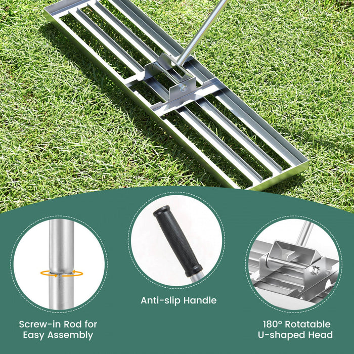 Costway Lawn Leveling Rake 42" X 10" Heavy Duty Level Lawn Tool For Garden Backyard/lawn Silver