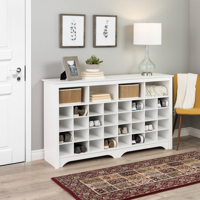 Shoe Cubby Console - White