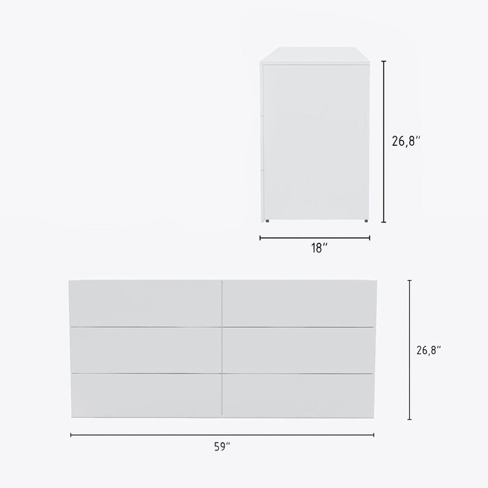 Nordika James 6-Drawer Dresser - White