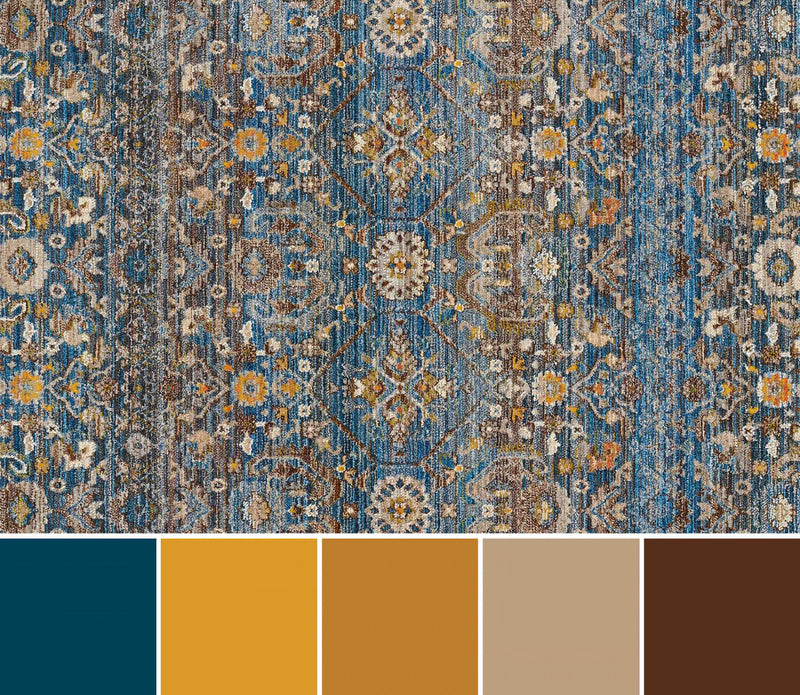 Gianna Traditional 8'0\" x 10'0\" Area Rug in Blue Indoor Area Rug 