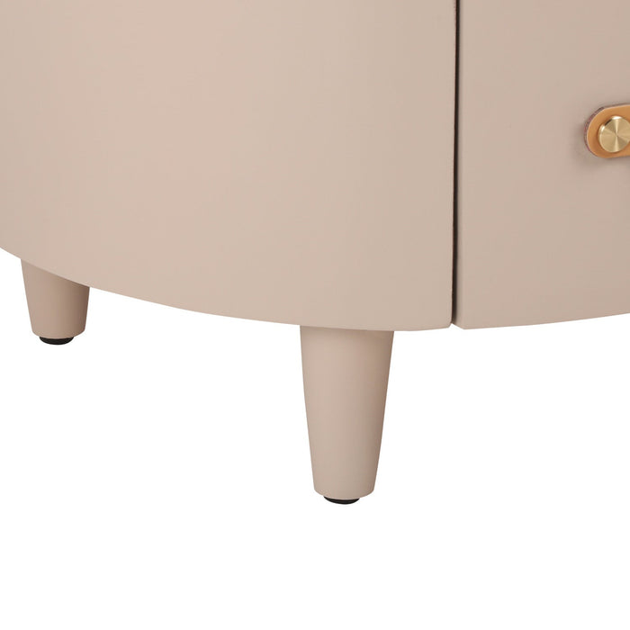 Olivia Modern Curved Design Round Nightstand with Storage Drawer,Haiki  