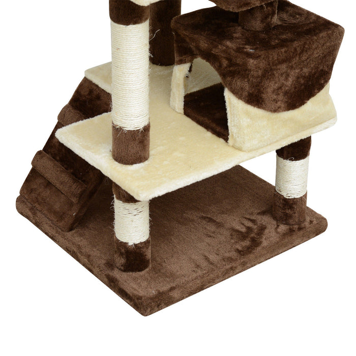 Pawhut 52\" Cat Tree Tower, Large Cat Condo Furniture Multi-level Activity Center With Scratching Pos