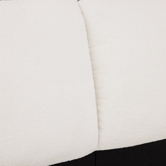 Ava Teddy Fleece Platform Bed with Wingback Headboard and Faux Upholstered, King Size, White King Bed  