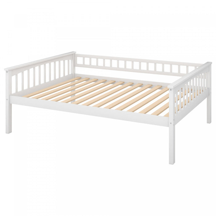 Brady Solid Wood Convertible Full Bunk Bed With Drawers - White Lit Superpose Convertible Brady En Bois Massif, Taille Double, Avec Tiroirs - Blanc