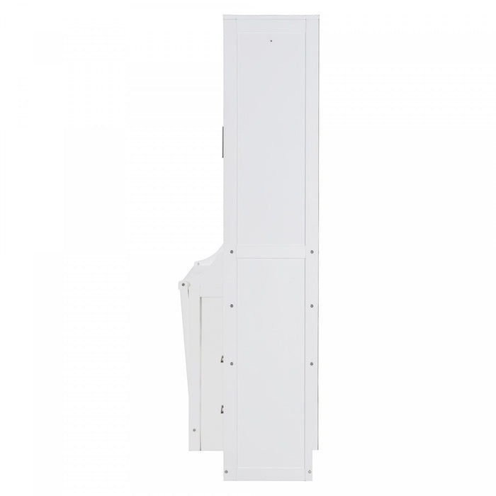 Joyce Closet Queen Murphy Bed With Drawers And Shelves - White 