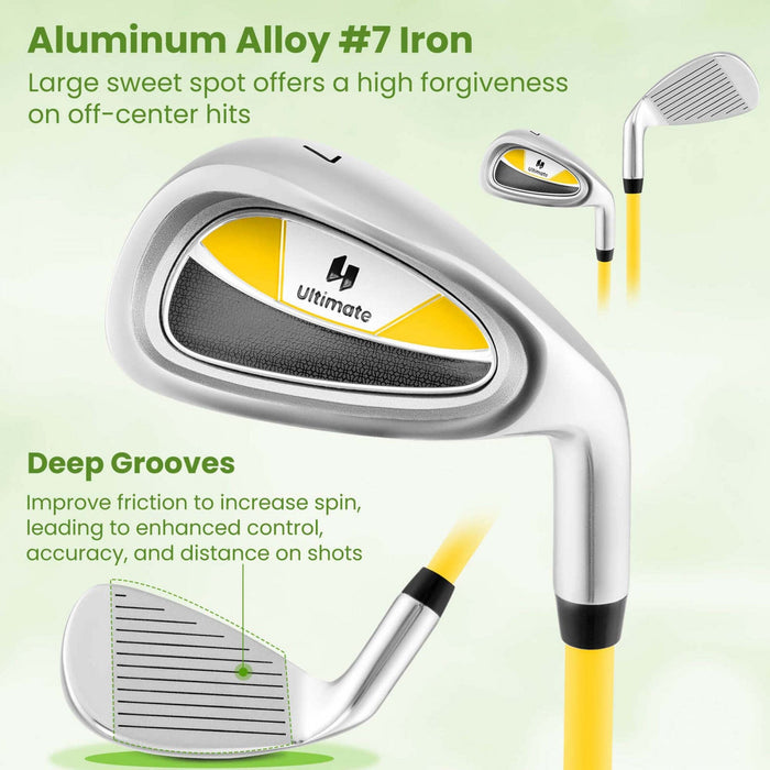 Ultimate Junior Golf Club Set For Children Includes 165cc #3 Fairway Wood & #7 Iron Yellow