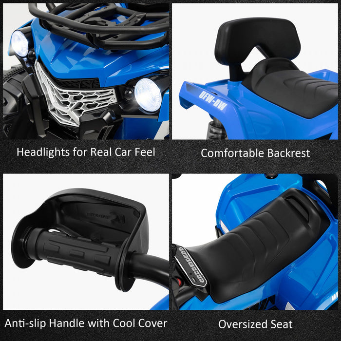 Costway 12v Kids Ride On Atv Electric 4-wheeler Quad 2 Speeds W/ Mp3 & Headlights Blue