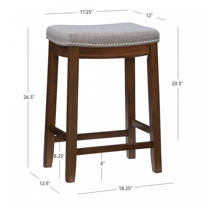 Claridge Linen-Look Fabric Backless Saddle Counter-Height Stool - Dark Brown