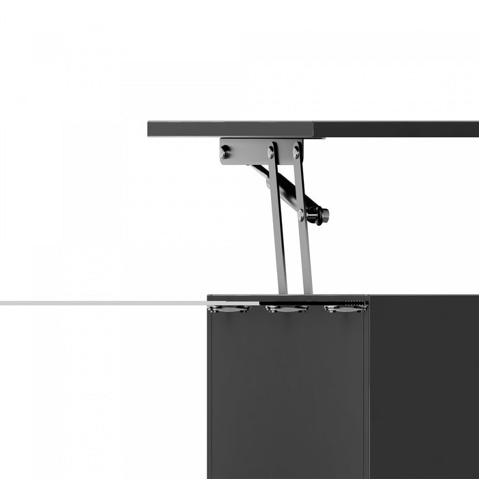 Jonson Modern Lift-top Coffee Table With Led Lighting,high-gloss Black 