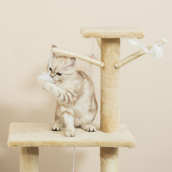Pawhut 52\" Multi-level Cat Tree Kitten Playhouse Kitty Activity Center Scratching Post Rest Condo Wi
