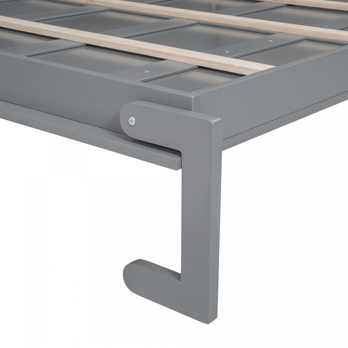 Eileen Space-saving Murphy Wall Bed With Cabinets, Queen Size - Grey 