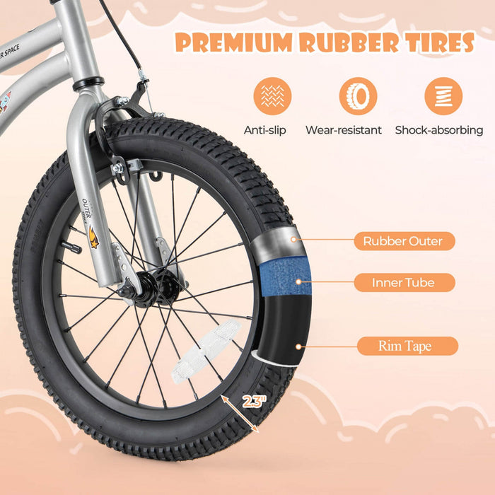 Costway 16-inch Kid's Bike For 4-7 Years Old With Adjustable Saddle & Anti-slip Handlebar Silver