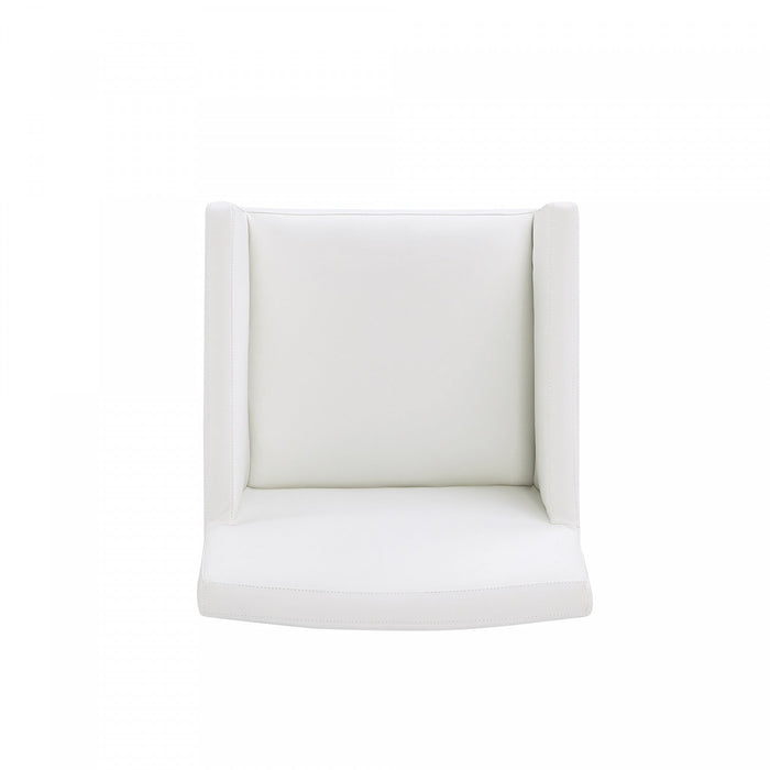 Anna Square Modern Vegan Leather Armchair in White - Set of 2 