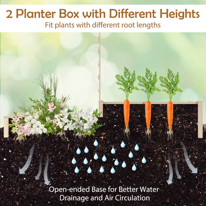 Costway 87" Raised Garden Bed With Trellis 2 Planter Boxes Open-ended Base For Patio