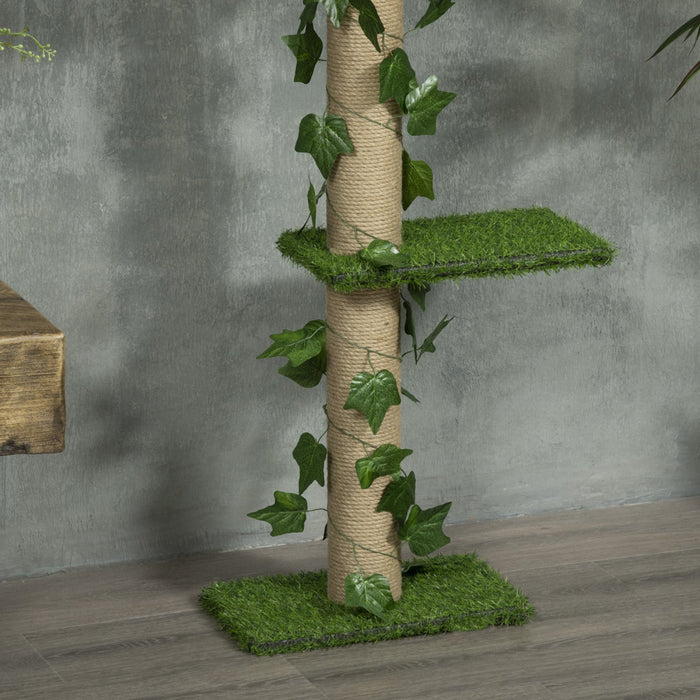 Pawhut 4-tier Floor To Ceiling Cat Tree, Height(80-95inches)adjustable, Tall Cat Tower W/ Anti-slip 