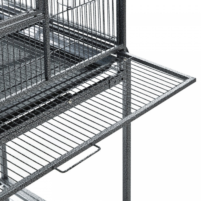 Pawhut 64\" Large Bird Cage, Rolling Metal Parrot Cage, Bird House With Detachable Rolling Stand, Sto