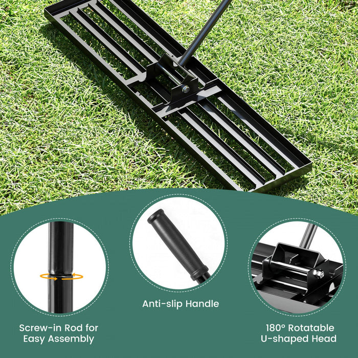 Costway Lawn Leveling Rake 42" X 10" Heavy Duty Level Lawn Tool For Garden Backyard/lawn Black