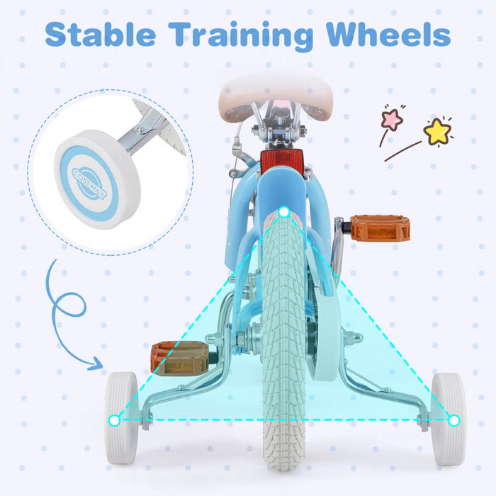 Costway 12" Kid's Bike For 3-4 Years Old Children Bicycle With Front Handbrake Blue