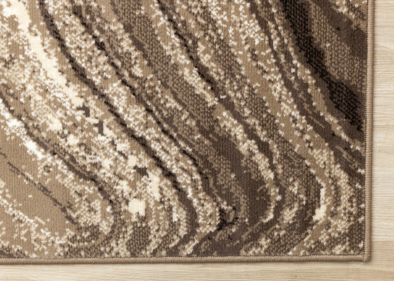 Forte Brown Cream Soothing Waves Area Rug - 7'9\" x 10'6\"