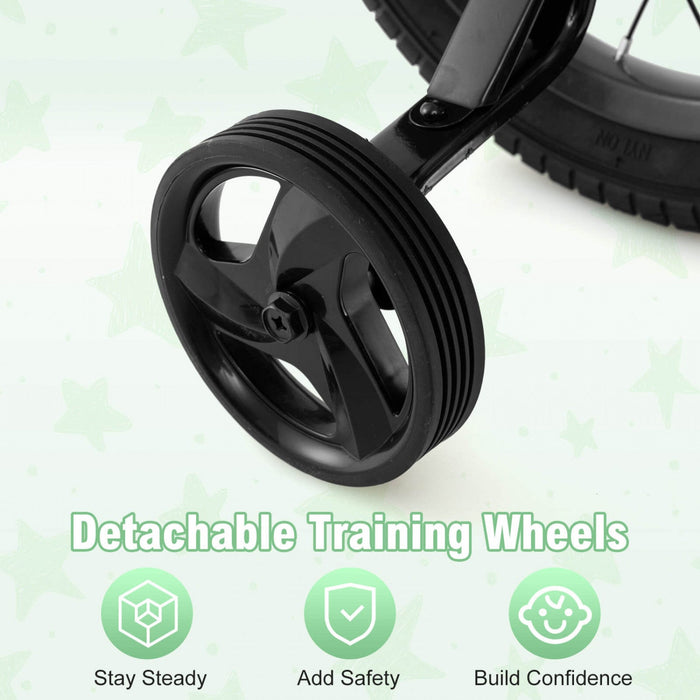 Costway 12" Kid's Bike With Training Wheels Adjustable Handlebar & Seat Handbrake Silver