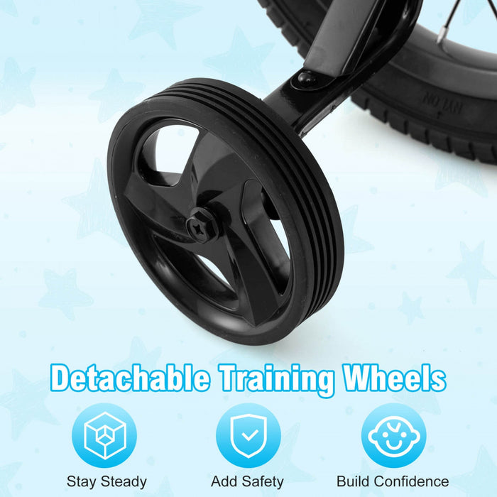Costway 18" Kid's Bike With Training Wheels Adjustable Handlebar & Seat Handbrake Black