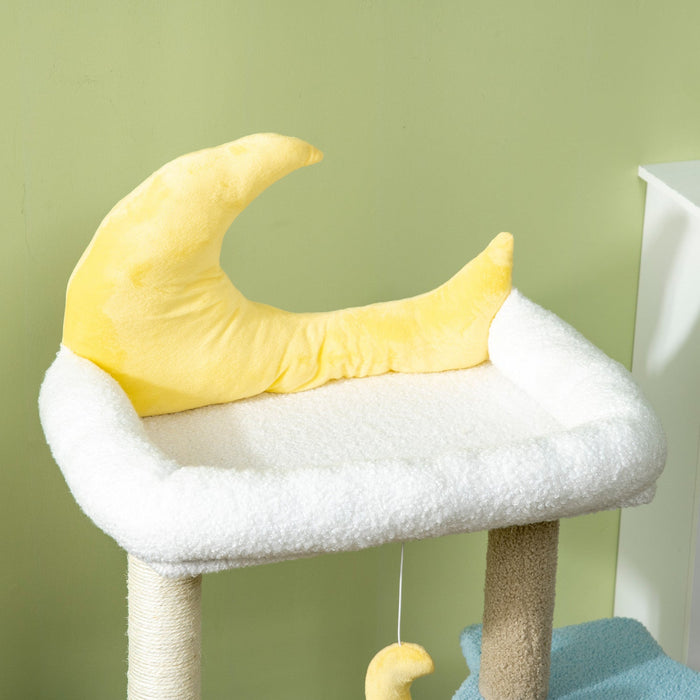 Pawhut 41\" Lovely Cat Tree For Indoor Cats With Teddy Fleece House And Bed, Kitten Tower With Scratc