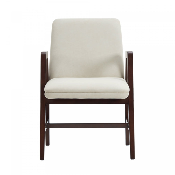 Stella Modern Wood Velvet Armchair in Cream 