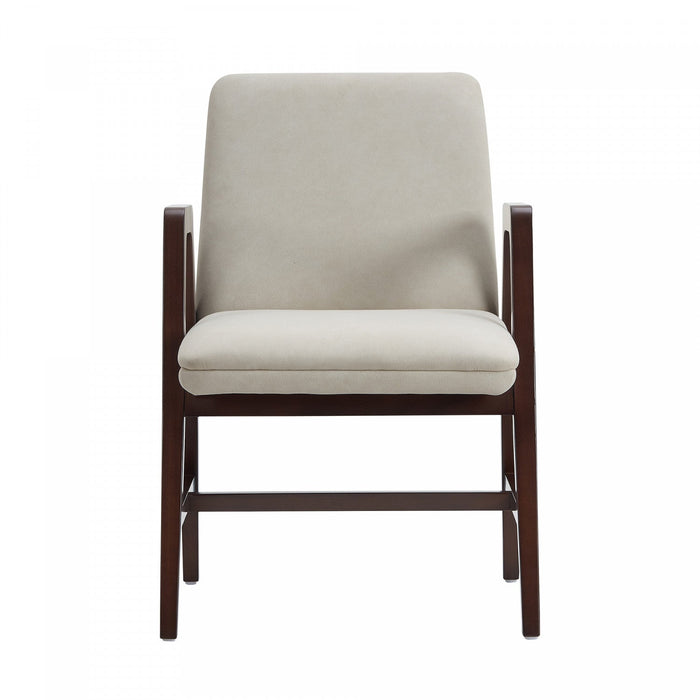 Stella Modern Wood Velvet Armchair in Champagne 