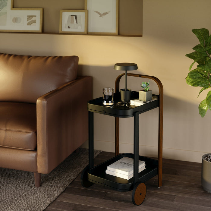 Umbra Modern Bellwood Steel Bar & Storage Cart - Black and Walnut