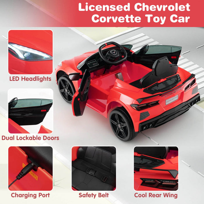 Costway 12v Electric Kids Ride On Car With Remote Control Wireless Connection Lights Red