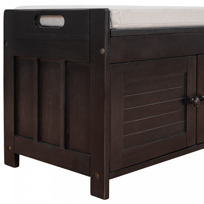 Olivia Pine Wood Storage Bench With 3-door Shoe Cabinet With Hidden Compartment - Espresso 