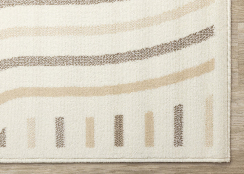 Forte Cream Beige Brown Curvy Lines Area Rug - 7'9\" x 10'6\"