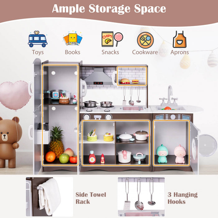 Costway Kids Kitchen Playset With Realistic Lights & Sounds Ice Maker Stoves Sink Oven
