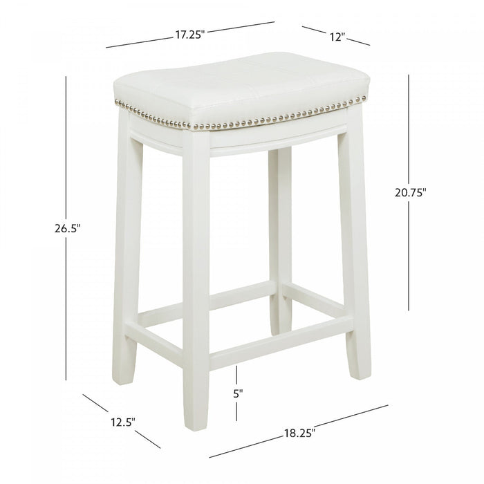 Claridge Fabric Backless Counter-Height Stool - White