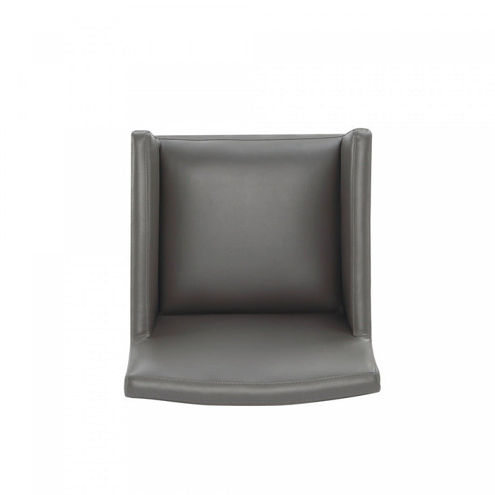 Anna Square Modern Vegan Leather Armchair in Graphite - Set of 2 