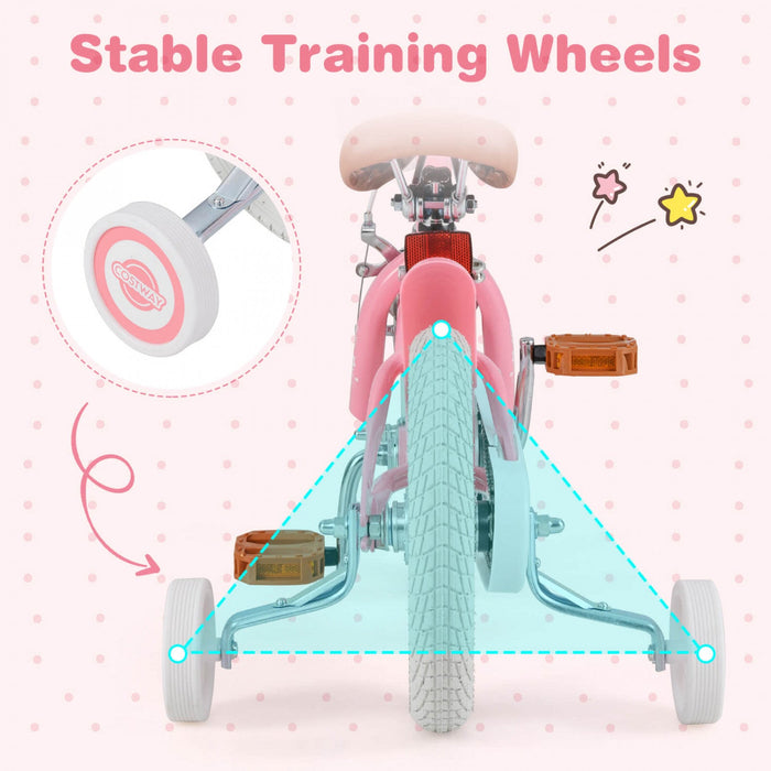 Costway 12" Kid's Bike For 3-4 Years Old Children Bicycle With Front Handbrake Red