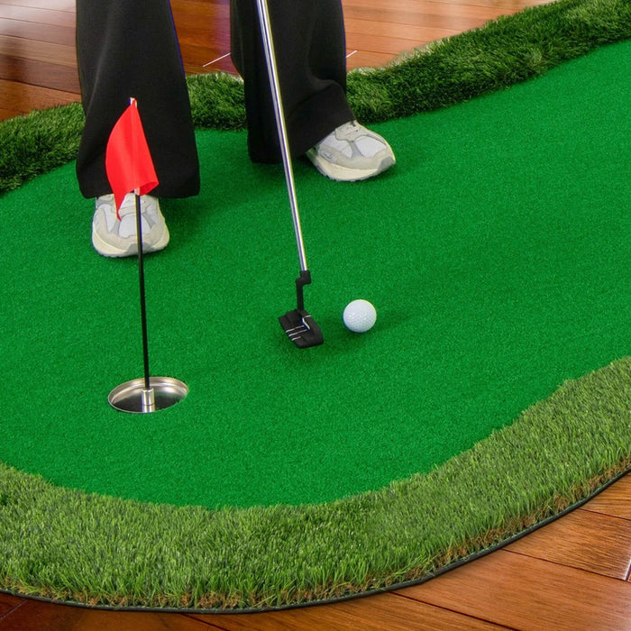 Costway 5 X 10 Ft Professional Golf Practice Mat With 3 Holes And Golf Balls For Home