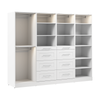 Bestar Florence 100\" Modular Reach-In/Walk-In Closet System with LED Lights, Rods, Shelves and Drawe