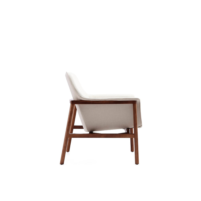 Manhattan Comfort Miller Linen Weave Accent Chair - Cream & Walnut