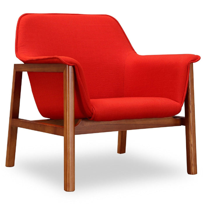 Manhattan Comfort Miller Linen Weave Accent Chair - Burnt Orange & Walnut