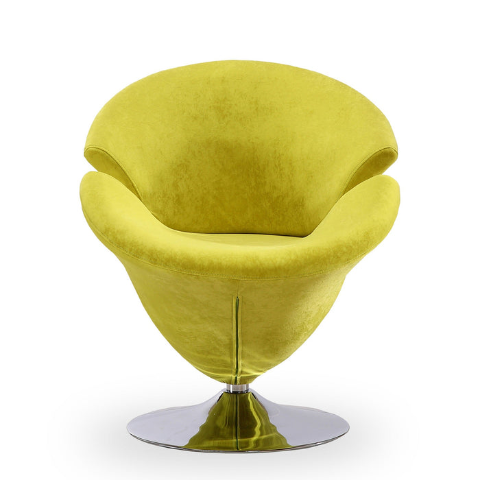 Manhattan Comfort Tulip Polished Chrome Velvet Swivel Accent Chair - Green