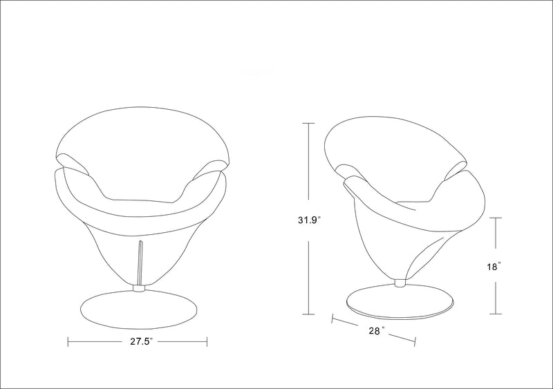 Manhattan Comfort Tulip Polished Chrome Velvet Swivel Accent Chair - Yellow