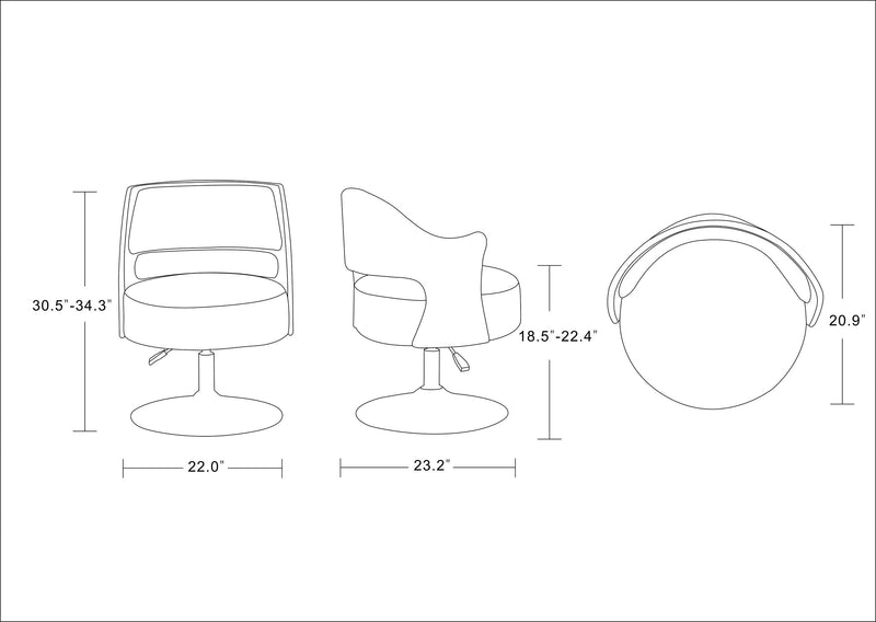Manhattan Comfort Salon Polished Chrome Faux Leather Adjustable Height Swivel Accent Chair - White