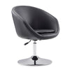 Manhattan Comfort Hopper Polished Chrome Faux Leather Adjustable Height Accent Chair - Black