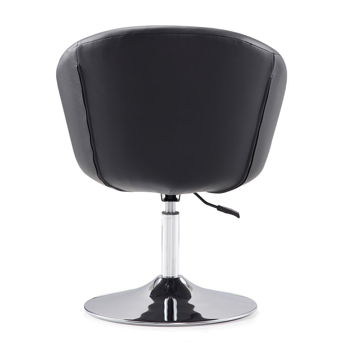 Manhattan Comfort Hopper Polished Chrome Faux Leather Adjustable Height Accent Chair - Black