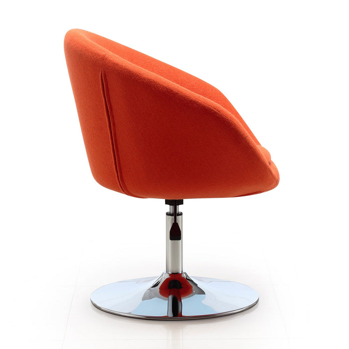 Manhattan Comfort Hopper Polished Chrome Wool Blend Adjustable Height Chair - Orange