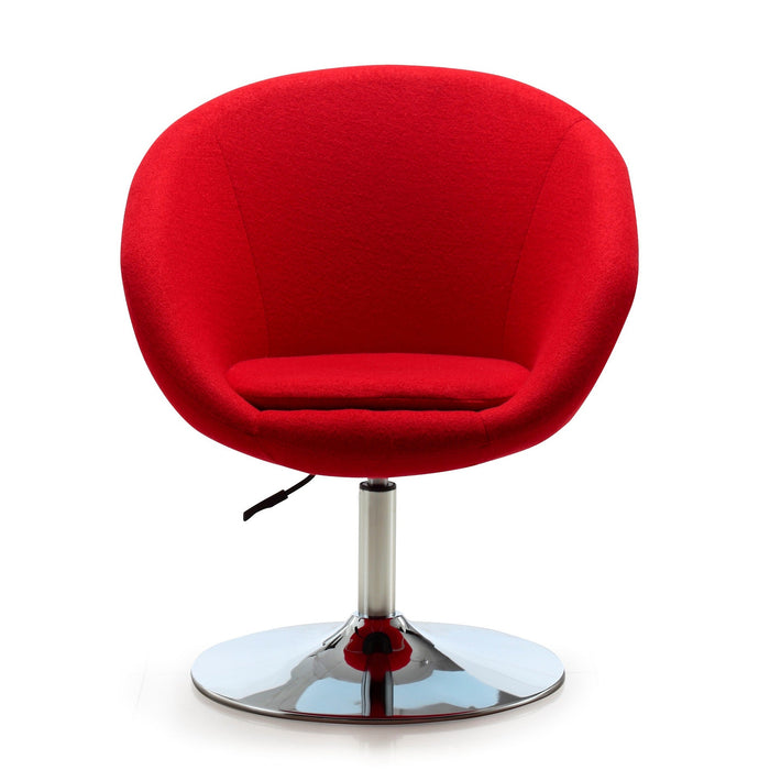 Manhattan Comfort Hopper Polished Chrome Wool Blend Adjustable Height Chair - Red