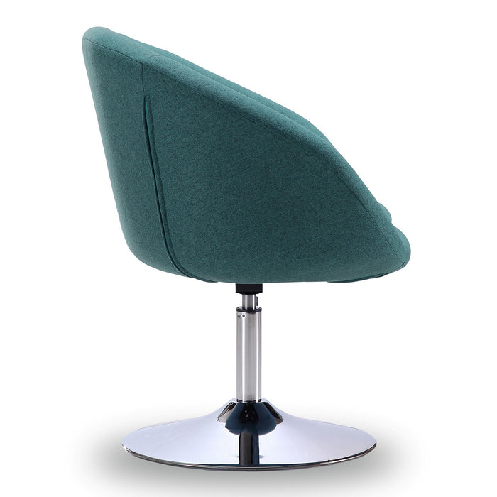 Manhattan Comfort Hopper Polished Chrome Twill Adjustable Height Accent Chair - Sky Blue
