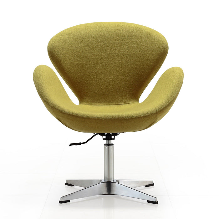 Manhattan Comfort Raspberry Polished Chrome Wool Blend Adjustable Swivel Chair - Green